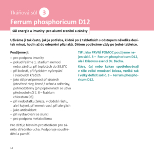 Schuesslerovy soli: diagnostika nedostatků: Ferrum phosphoricum D12